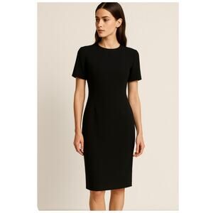 Vintage 90s ALGO Switzerland Womens Black 100% Silk Sheath Dress EU 42/US 14